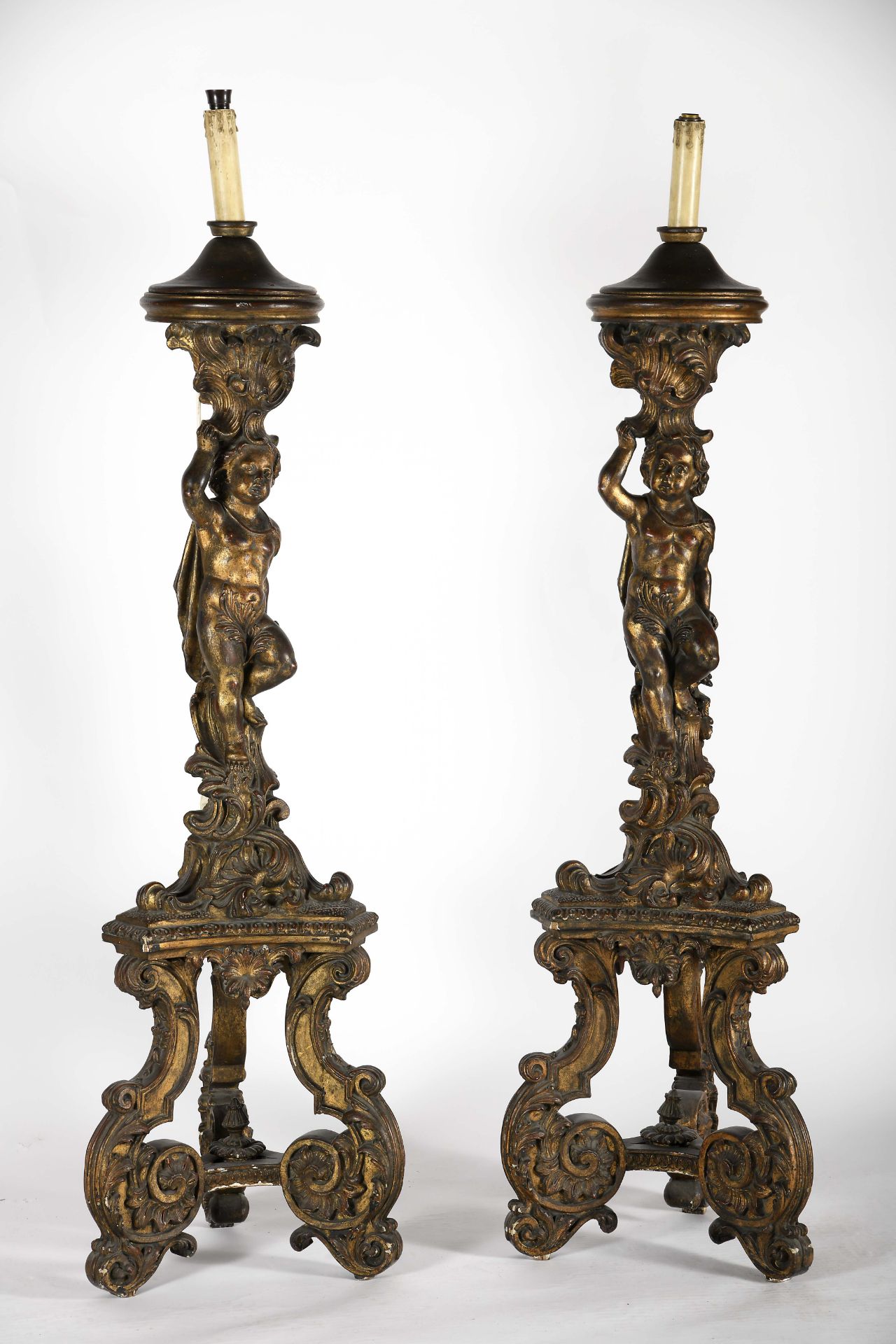 A pair of “Putti” columns