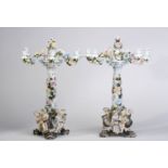 A pair of six-light candelabra