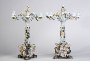A pair of six-light candelabra