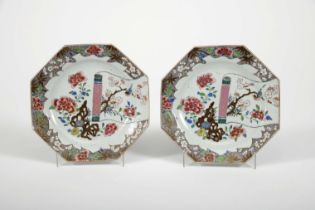 A pair of large octagonal plates