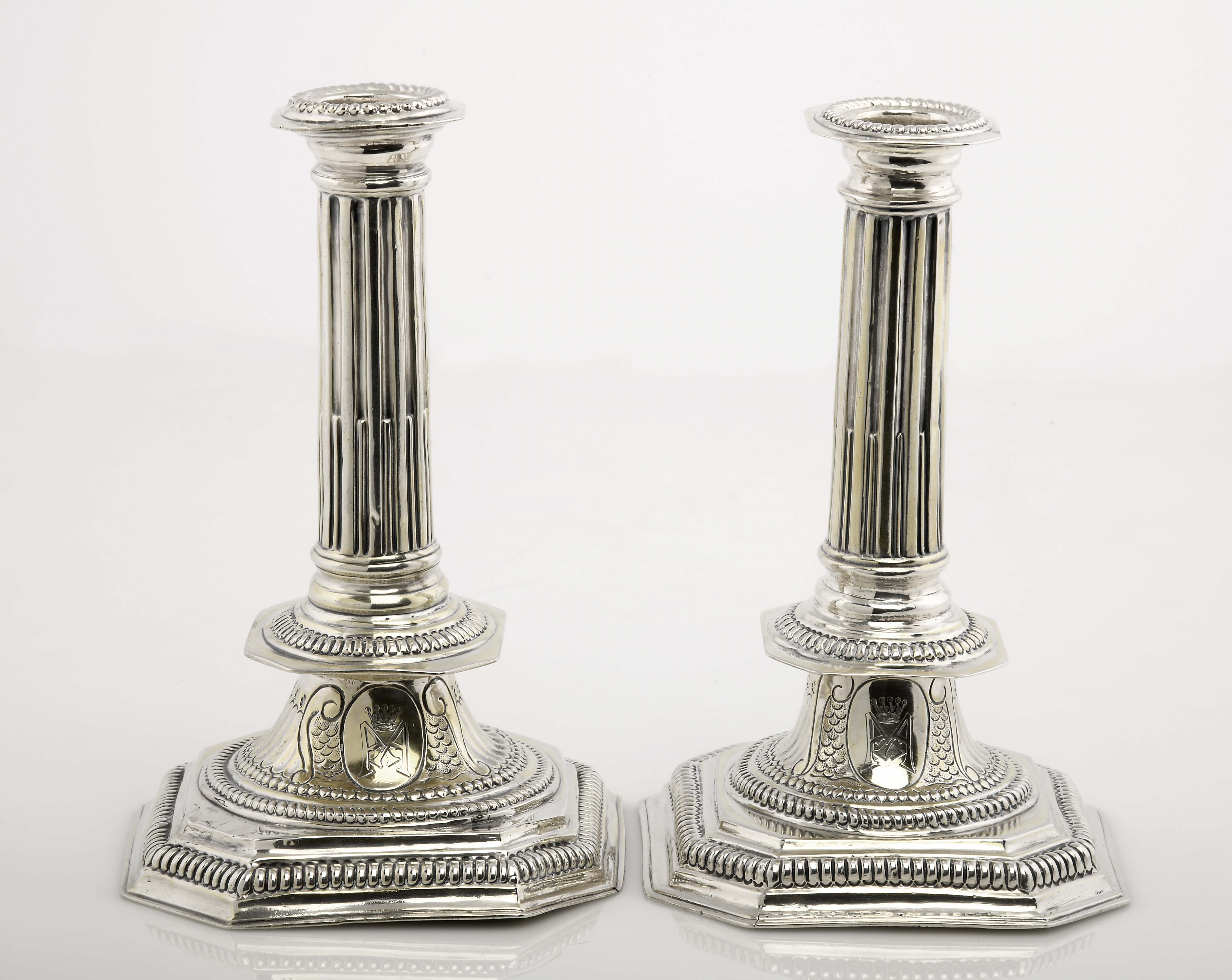 Pair of candlesticks with octogonal base - Image 4 of 6