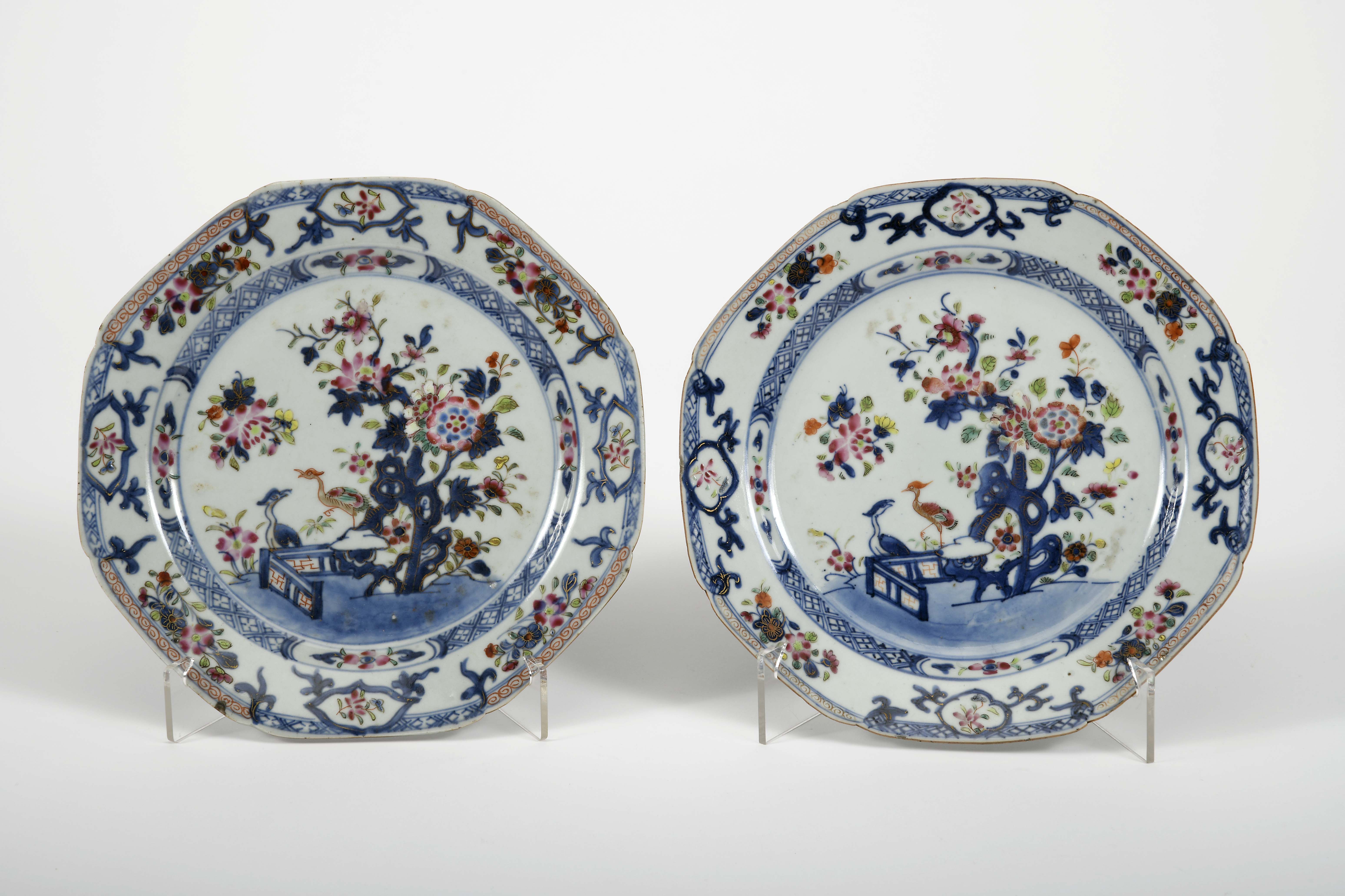 Two octagonal plates