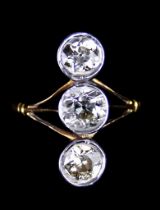 An 18ct Gold Three Stone Diamond Ring, 20th Century, set with three brilliant cut white diamonds,