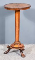 A 19th Century Continental Rosewood and Walnut Circular Occasional Table, with stylised marquetry