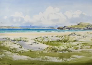 ***Frank J. Egginton (1908-1990) - Watercolour - Irish landscape with sand dunes and sea, signed,