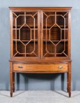 An Edwardian Mahogany Display Cabinet, the upper part with moulded edge to top, fitted two shelves