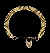 A 9ct Gold Chain Link Bracelet, with padlock clasp, 180mm x 9mm, gross weight 20.2g