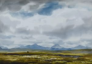 ***Frank J. Egginton (1908-1990) - Watercolour - Irish landscape with mountains to distance, under a