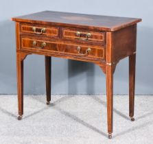 An Edwardian Inlaid Mahogany Rectangular Side Table, with cross banded edge and shell motif to