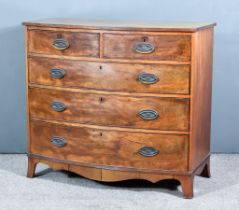 A Late Georgian Mahogany Bow Fronted Chest, with quadruple reeded edge to top, fitted two short