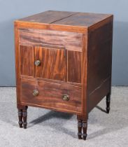 A George III Mahogany Campaign Chest/Gentleman's Wash Stand, the folding top revealing fitted mirror