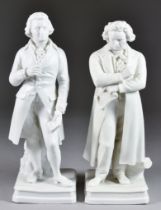 A Pair of Continental Figural Models of Beethoven and Mozart, Late 19th Century, both standing