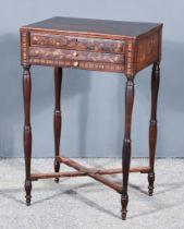 An Early 19th Century French Mahogany Rectangular Occasional Table, inlaid with bird and flowers,