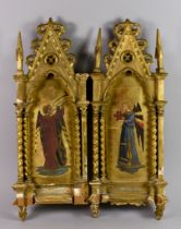 19th Century Florentine School - Pair of oil and tempura paintings - Standing angels on gilt grounds