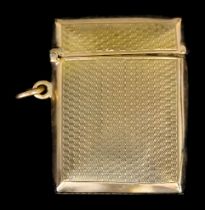 A 20th Century 9ct Gold Vesta Case, 50mm x 28mm, gross weight 20.7g