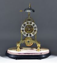 A 19th Century Brass Skeleton Clock by Collingwood of Middlesbro, the 4.5ins diameter fretted