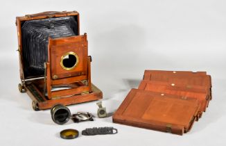 A Thornton Pickard "Imperial", Triple Extension Half Plate Camera, Early 20th Century, with three