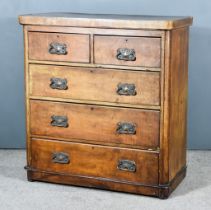 A Late Georgian Mahogany Chest, with square edge to top, fitted two short and three long graduated