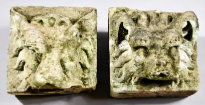 Two Limestone Gargoyles, Probably Late 18th Century, of fantastic beasts, with manes and large ears,