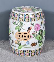 A Chinese Barrel-Shaped Garden Seat, 20th Century, enamelled in colours with flowering branches