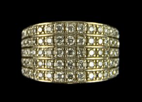 An 18ct White Gold Pave Diamond Set Ring, pave set with brilliant cut white diamonds, size N+, gross