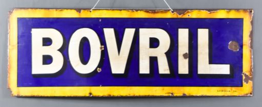 An Early 20th Century Enamel Rectangular Sign, "Bovril", 17ins x 47ins