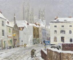 ***Jeremiah Hoad (1924-1999) - Oil painting - A view of Canterbury Cathedral from the Friars with