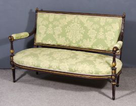 A 19th Century French Mahogany and Parcel Gilt Settee of Louis XVI Design, with rope and bead