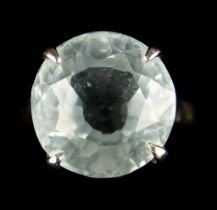 A 14ct White Gold Ring, set with a faceted aquamarine, approximately 5ct, size J, gross weight 5.