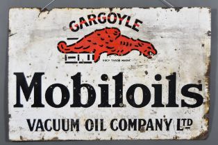 A 'Gargolye Mobiloil' Enamel Sign, Late 19th/Early 20th Century, in white, black and red, 45ins wide