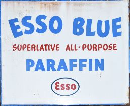 An 'Esso Blue Paraffin' Double-Sided Enamel Sign, 20th Century, enamelled in colours, 22ins wide x