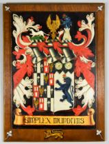 A Heraldic Coat of Arms - The Marital Arms of Symons and Hyatt, Circa 1864, painted in oils on a