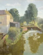 ***Gerald Norton (1912-2000) - Oil painting - "From the Bridge Wye Kent", canvas 20ins x 16ins, in