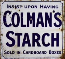 A 'Colman's Starch' Enamel Sign, Late 19th/Early 20th Century, enamelled in blue and white by '