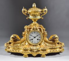 A 19th Century French Ormolu Cased Mantle Clock by Japy Freres, No.1415, the 3.25ins white enamel