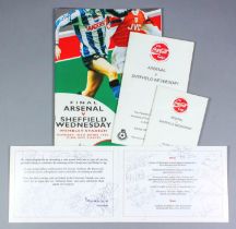 An Arsenal Football Club European Cup Winner's Cup 1994, celebration party menu, signed by the team,