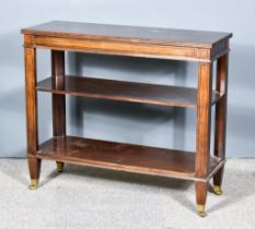 A Late 19th Century Mahogany Three Tier Rectangular Side Table, the whole inlaid with ebonised