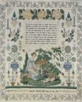 A 19th Century Needlework Sampler, by Elizabeth Thorntons, Aged 12 Years, 1836, worked with ten line