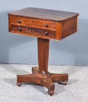A Victorian Rosewood Rectangular Work Table with lifting lid, fitted one real and one dummy