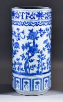 A Chinese Blue and White Stick Stand, Late 19th/Early 20th Century, painted with flowering branches,