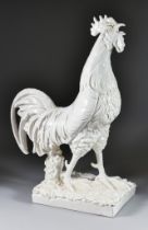 A 20th Century Portuguese Blanc de Chine Rooster, with impressed mark to base, 20ins overall With
