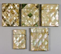 A Mother-of-Pearl and Abalone Inlaid Rectangular Card Case, with a diamond pattern, the mother-of-