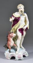 A Continental Porcelain Figure after a Meissen Original of Poseidon and Hippocampus, 20th Century,