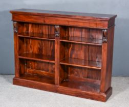 A Mahogany Open Front Dwarf Bookcase of Victorian Design, with square edge to top, plain frieze,