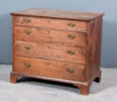 A George III Oak Chest, with moulded edge to top, fitted four long graduated drawers, on bracket