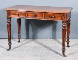 An Early Victorian Mahogany Side Table, with moulded edge to top, fitted two real and one dummy