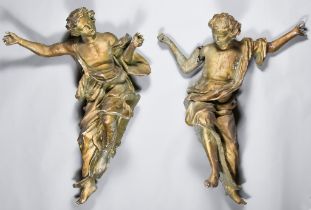 A Pair of Fibreglass Gilt Figures of Angels, after 17th Century Continental carved wood originals,