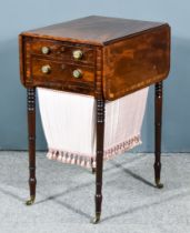 An Early Victorian Mahogany Work Table with cross banded edge to top, fitted two drawers and work