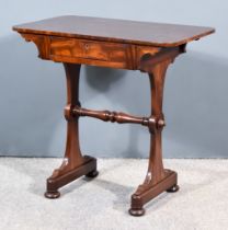 En Early Victorian Figured Mahogany Rectangular Library Table with square edge and rounded corners