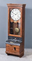 An ITR "International" Oak Cased Time Recording Clock, Early 20th Century, with applied label for